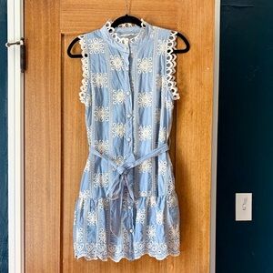 Entro Sleeveless Eyelet Dress Lace Trim